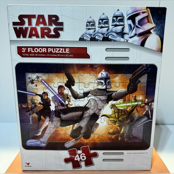NIOB! Star Wars The Clone Wars 3’ Floor Puzzle 36”x24” 46 Piece Puzzle - Picture 1 of 4